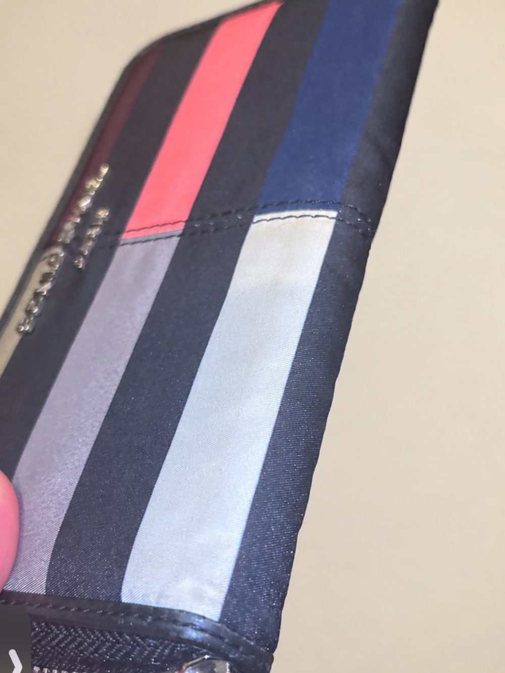 Sonia Rykiel Paris Striped Zip Wallet in Black, Pink, Navy and Neutrals - Picture 3 of 9
